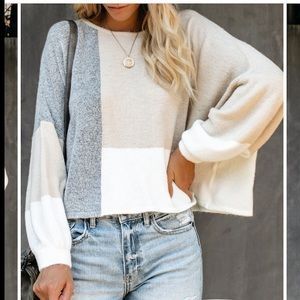 Vici City View Colorblock Balloon Sleeve Sweater